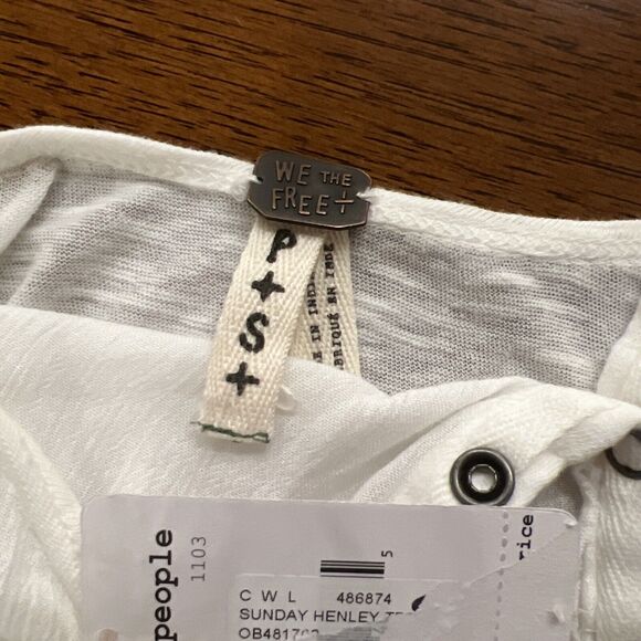 NWT We The Free People Sunday Henley Shirt Top Blouse Light Weight Ivory Small - Picture 8 of 8
